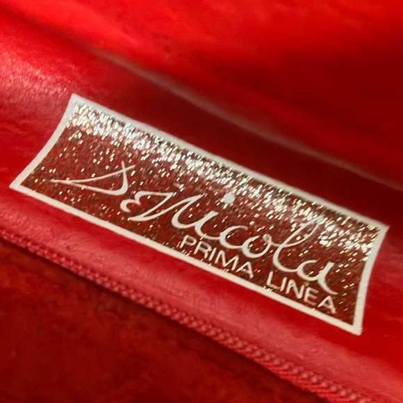 Vintage Italian Leather & Suede Mini Crossbody Bag in Red & Black colors - Picture 8 of 12